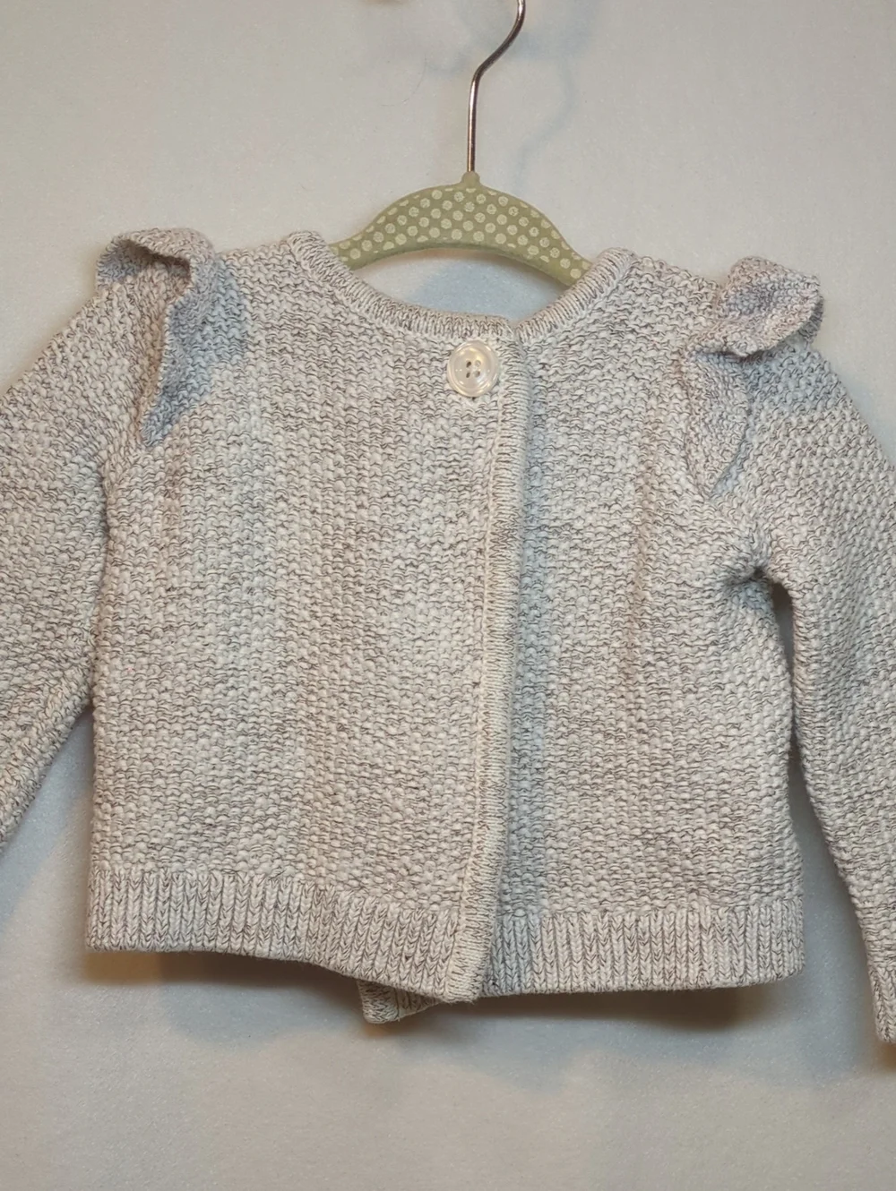 GAP Girls Knit Ruffle Shoulder Cardigan - Light Beige